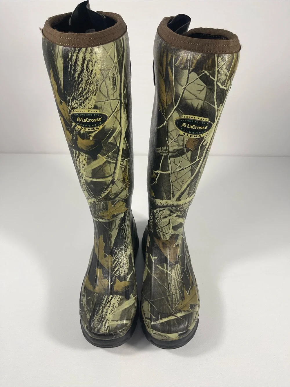 LaCrosseAuthentic Alpha Hunting Boots Mens Sz8 Brn Realtre Camo Scent Free # 262